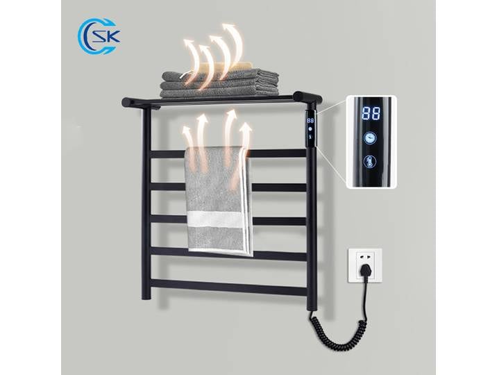 Sèche-serviettes électrique à affichage numérique 110V/220V. Porte-serviettes électrique mural. Sèche-serviettes intelligent à commande tactile. Porte-serviettes de bain chauffant