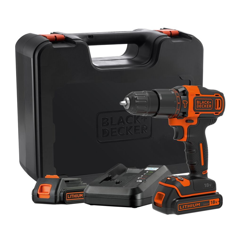 Black+Decker BDCHD18K1B2-QW Accuboormachine met accu, 1400 omwentelingen per minuut en 21000 slagen per minuut