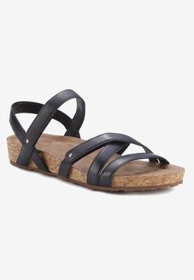 Women's Pool Strappy Sandal by Ros Hommerson in Black Leather (Size 7 M)