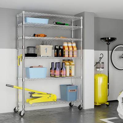 No 6-Tier NSF-Certified Steel Wire Shelving Rck with Wheels