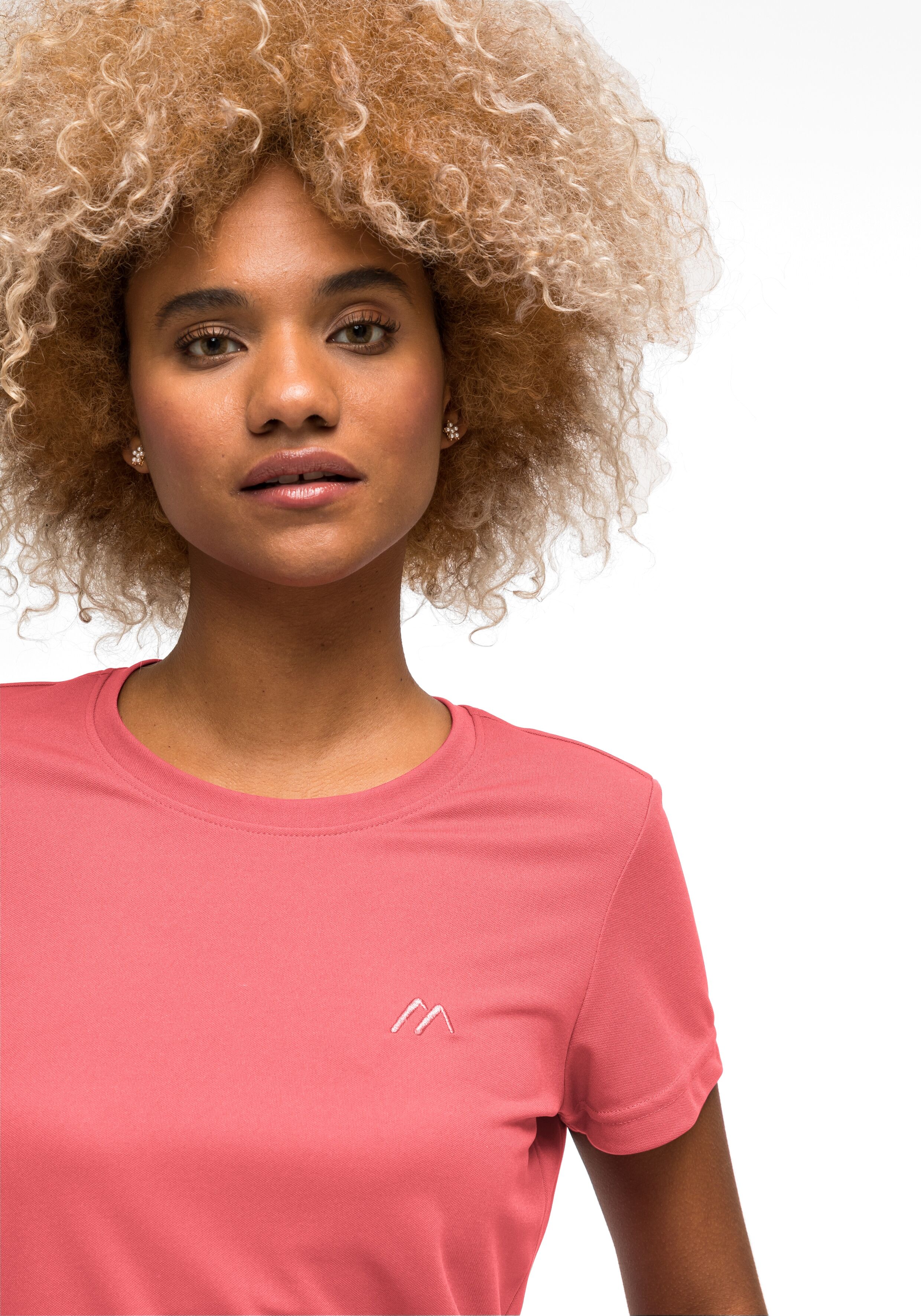 T-Shirt MAIER SPORTS "Waltraud", Damen, Gr. 34, rosa (penrose), 100% Polyester, Rundhals, Shirts T-Shirt, Damen Kurzarmshirt, leichtes Sommer Funktionsshirt, Rundhals, Reg Fit penrose 34