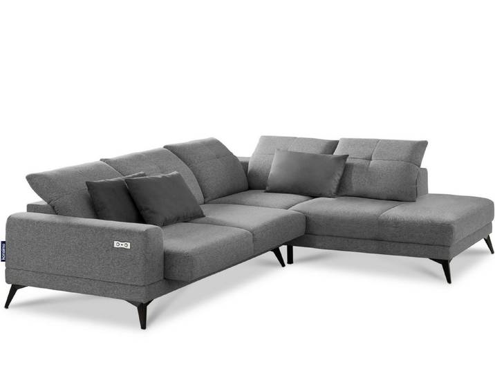 KONSIMO® Ecksofa DAVIDI Ecksofa, USB-Anschluss,verstellbare Kopfstützen