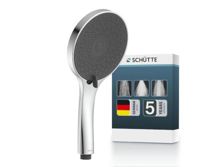 SCHÜTTE Handbrause CAPRI mit Samtstrahl-Technologie Duschkopf mit über 300 Düsen und 3 einstellbaren Strahlarten Brausekopf Antikalk für die Dusche Chrom