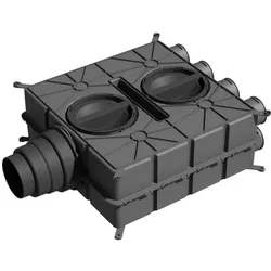 KG Wolf, Zubehör Kerzen + Kamin, Wolf Luftverteiler DN125-180 8 Stutzen DN75 mit 4 Verschlusskappen