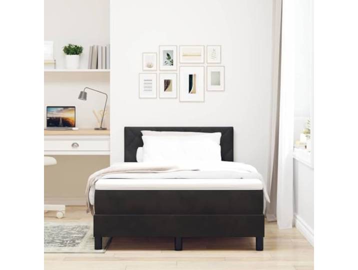 KTHLBRH Boxspringbett schwarz 120 x 190 cm Samt Gepolstertes Kopfteil, Lattenrost, weicher Schaumstoff, technisches Holz