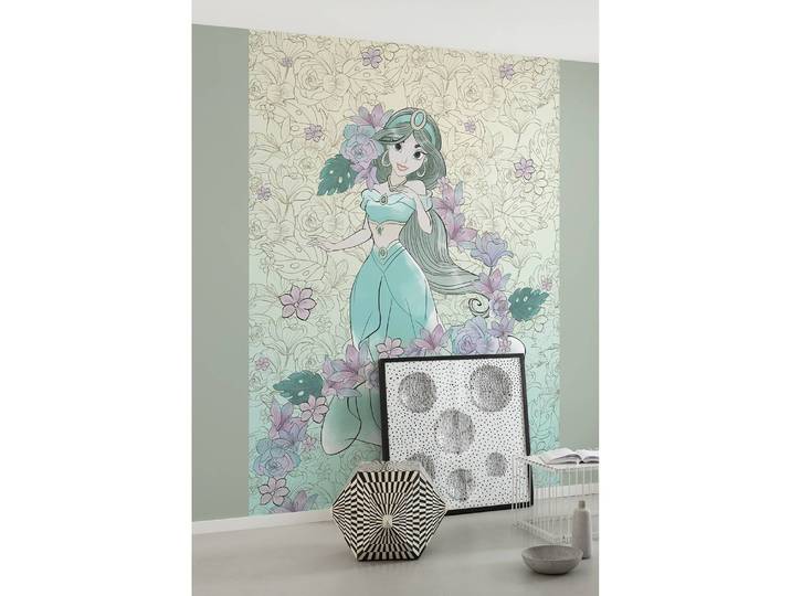 Papier peint intissé Jasmin Pale Flowers 200 x 280cm Bleu/Mauve