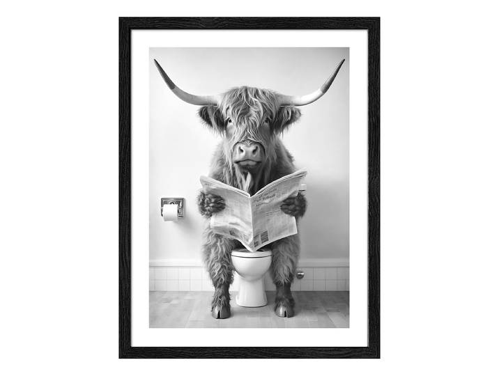 home24 Afbeelding Grappig hooglandrund Glas: floatglas Lijst: MDF, gefolieerd grijs 33 x 43cm
