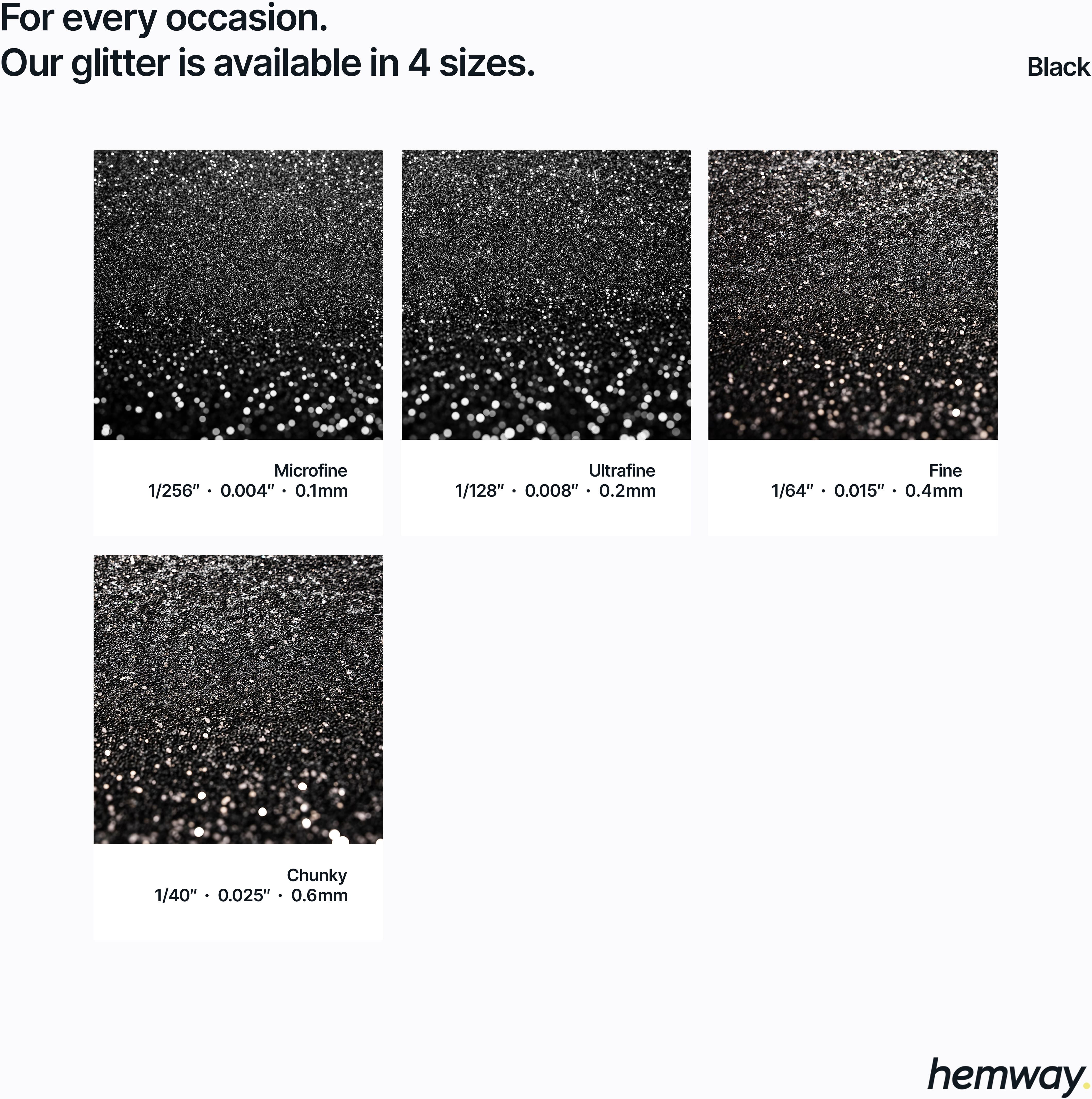 Hemway Glitter For Tile Grout 100g / 3.5oz   Black   Waterproof   Fade Resistant - Black - Fine 100g