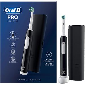 Oral-B Elektrische-Zahnbürste Pro Series 1, black, Cross Action, 3 Putzmodi, mit 1 Bürste & Reiseetui
