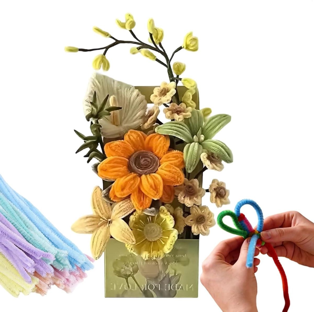 Bloemen Knutselset Zonnebloem met Chenille Stelen - 20 cm