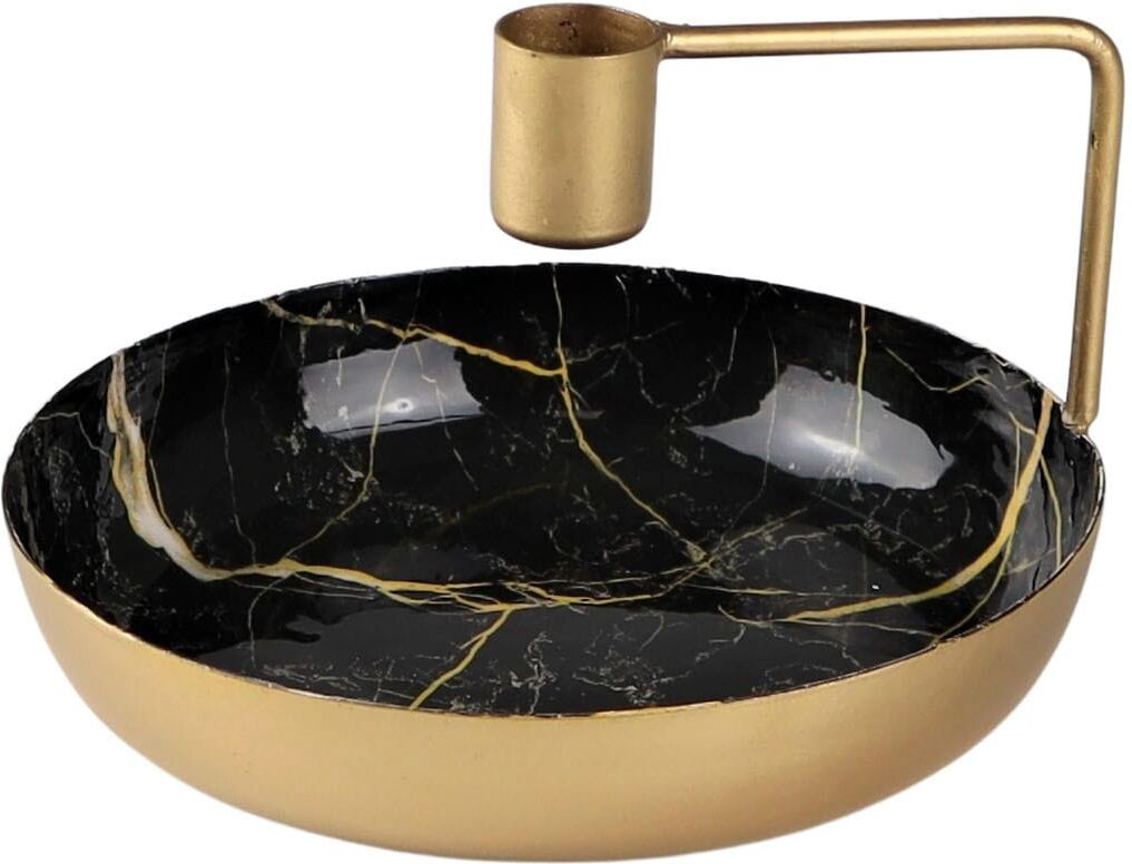 Kerzenhalter AM DESIGN "aus Metall", gold (schwarz, goldfarben), H:9cm Ø:16cm, Metall, Kerzenhalter, Kerzenhalter, 2er Set, BxH: 12,5x8 cm
