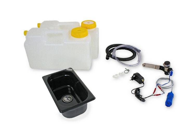 ad-ideen Waschbecken 230V Camping Spüle Technikset Bausatz 265x160x100mm Schwarz
