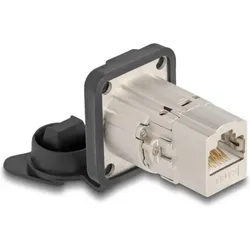 Delock D-Typ RJ45 Einbaubuchse / Kupplung Cat.6A STP mit Schutzkappe IP66, Zubehör Netzwerk