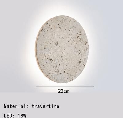 Quick Pick Pro Round Natural Stone Wall Lamp, Bedside Dining Room Art Decor Sconce Lighting, 3000K Modern Atmosphere Light diameter 23cm white Light