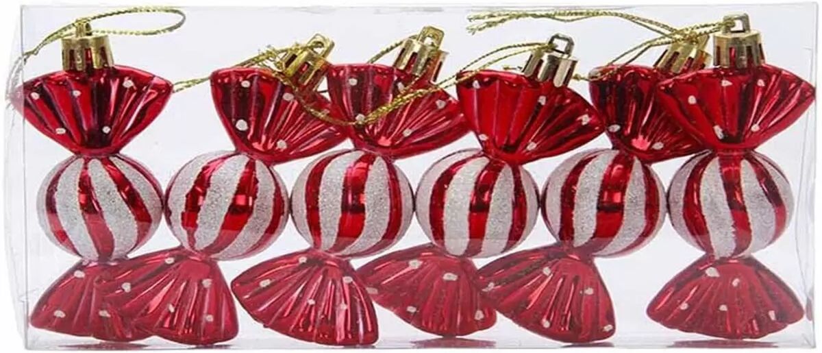 INF Décorations de Noël Bonbons - Mini Bonbons Ronds (Paquet de 6) Rouge