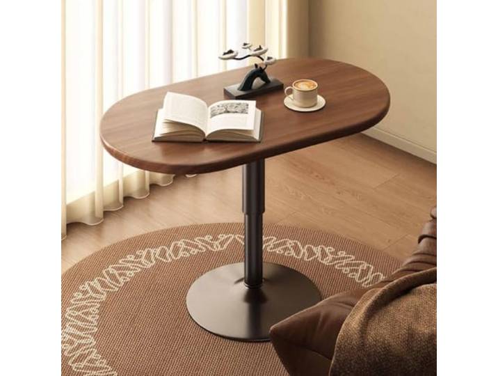 Beistelltisch mit Höhenverstellbarer Drehbarer Platte aus Holz oder Stein Flexibler Beistelltisch mit Metallgestell für Sofa, Leseecke, Schlafzimmer und kleine Räume