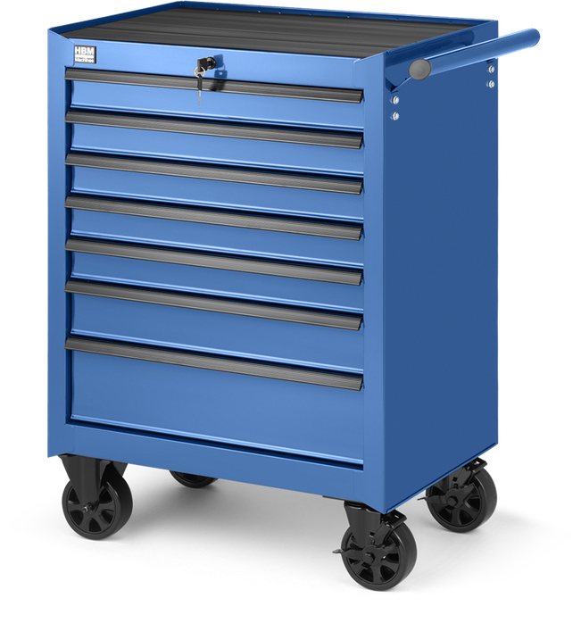Carrello porta attrezzi HBM a 7 cassetti, blu