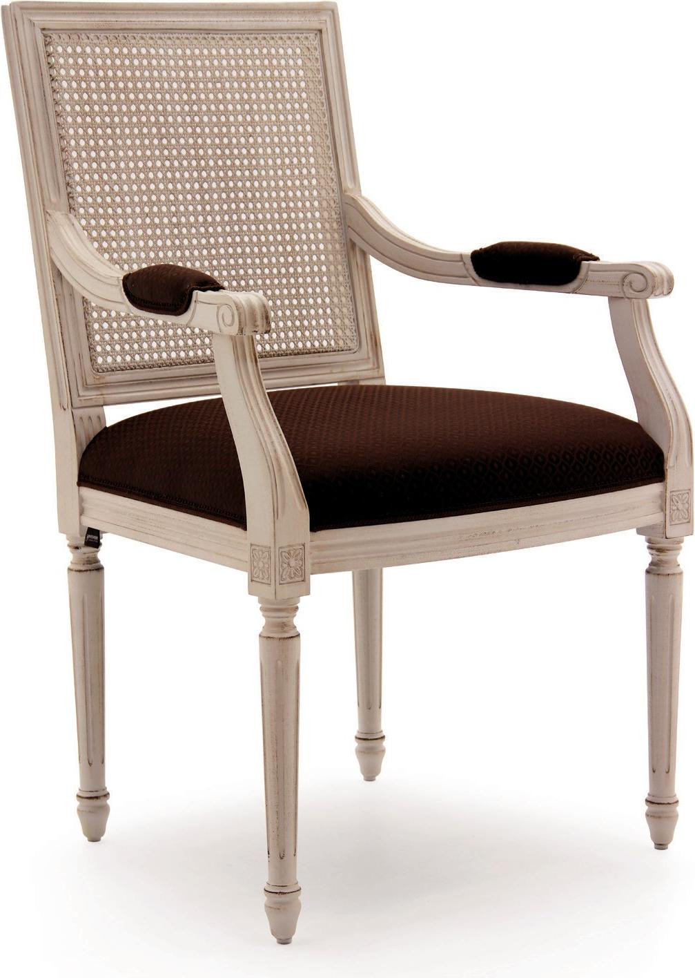 Luxe design eetkamerstoel met armleuningen in beige textiel