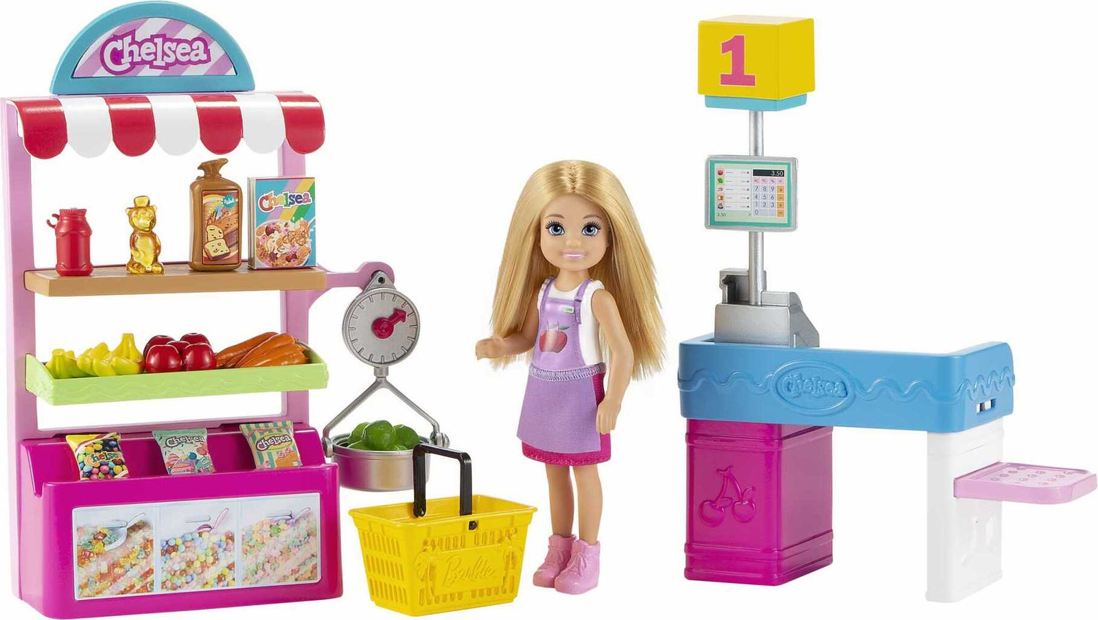 Barbie Chelsea Supermarkt-speelset met pop en accessoires