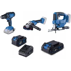 Scheppach Akku-Maschinen-Set 3-tlg. C-JAD - Set LS (Bohrschrauber, Stichsäge und Winkelschleifer)
