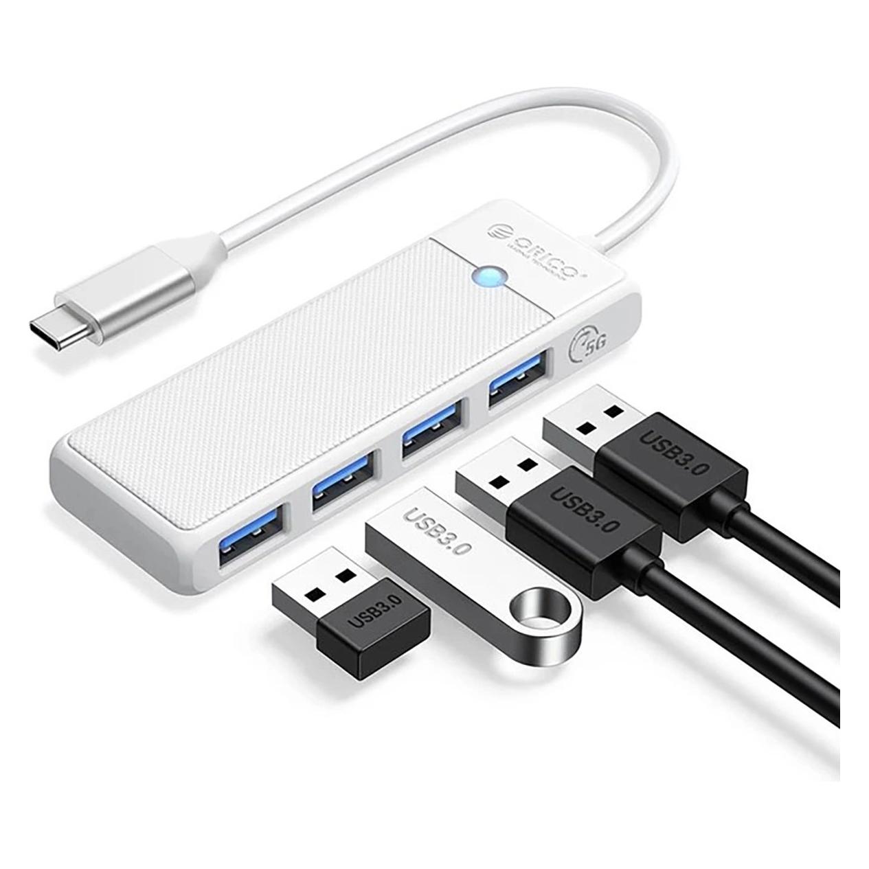 Orico HUB USB Hub USB PAPW4A-C3 4-portowy 4x USB-A 3.0 0,5 m - biały (USB-C, 4 Ports) (ORICO-PAPW4A-C3-05-WH-EP)