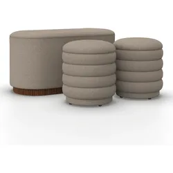 Sitzbank Nina mit Stauraum inkl. 2 Hocker Bouclé Beige
