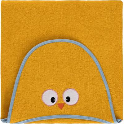 Kapuzenhandtuch EGERIA "OWL", gelb, B:70cm L:100cm, Frottier, Baumwolle, Handtücher, mit Eulen Applikation