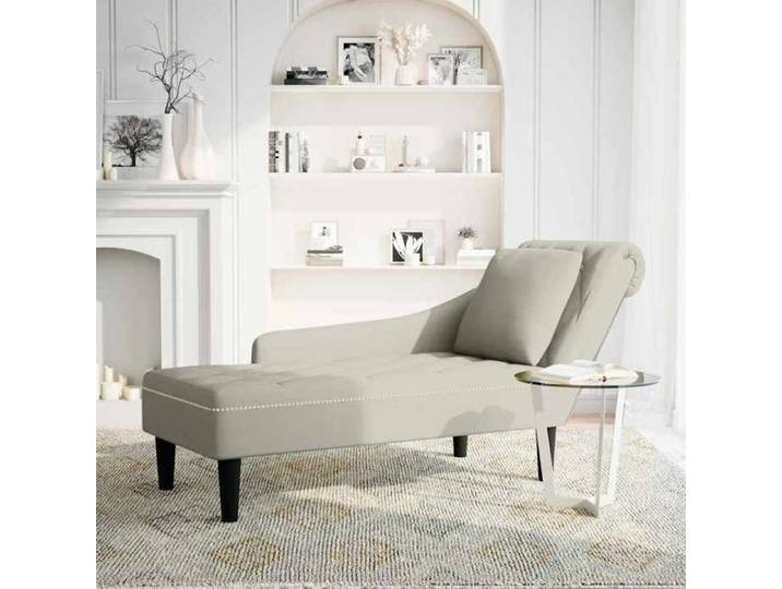 Promo février  CHIC Fauteuil long-Chaise longue JILL 1 PLACE avec accoudoir droit crème velours 140x56x66 cm CCC3311