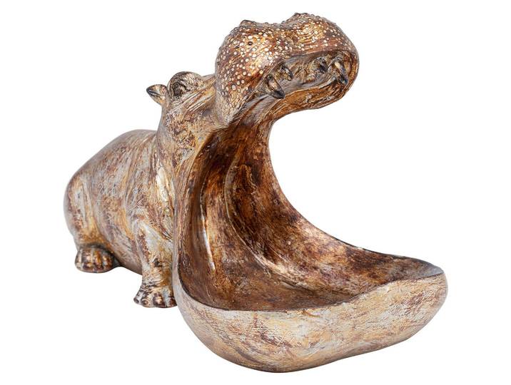 Kare-Design Dekotier, Braun, Goldfarben, Kunststoff, Nilpferd, 14.5x27x17 cm, Dekoration, Dekofiguren & Skulpturen, Dekotiere