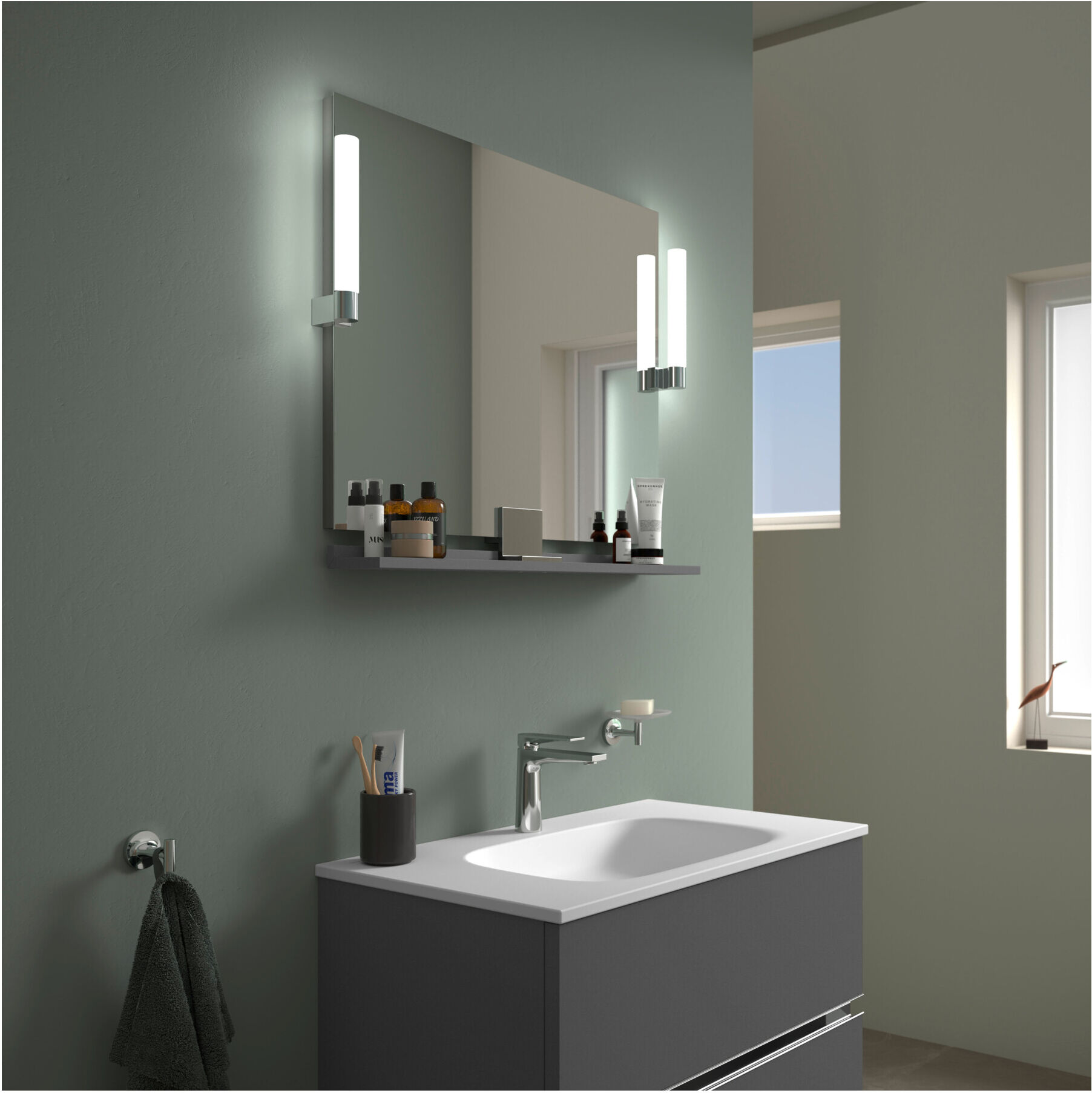 Duravit Spiegel-Ablage Sivida 85x65x3,6cm, graph Matt, montiert, chrom (SV7432010490000)