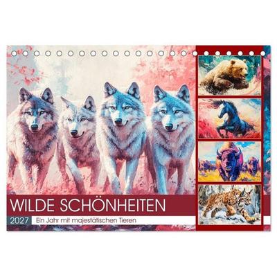 Wilde Schönheiten. Ein Jahr mit majestätischen Tieren (Tischkalender 2027 DIN A5 quer), CALVENDO Monatskalender