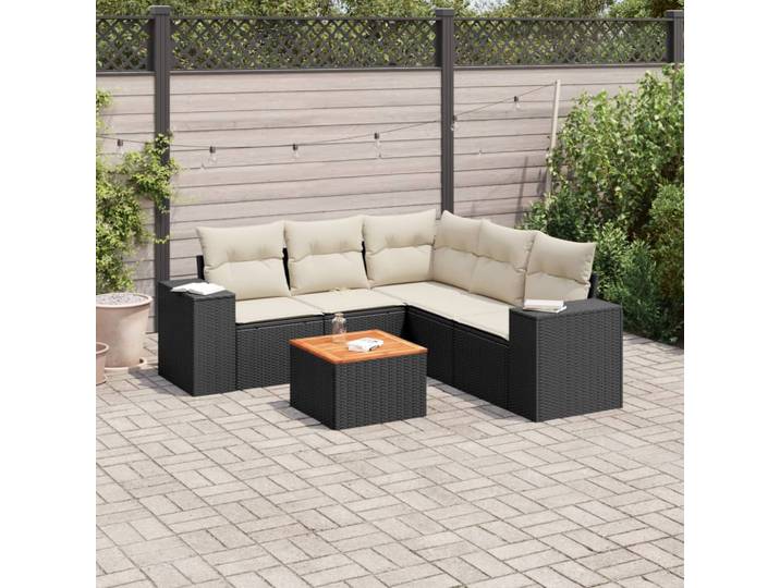 vidaXL Patio Sofa Set 6-Sitzer Black and Cream