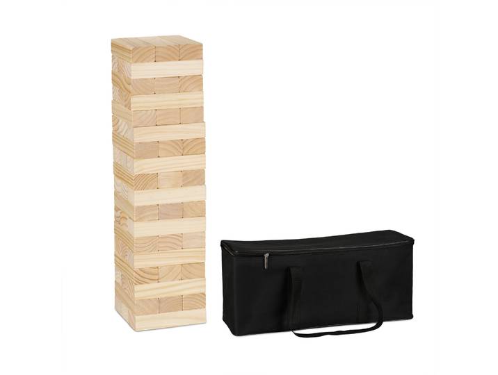 XL Wackelturm Holz Hellbraun-Schwarz