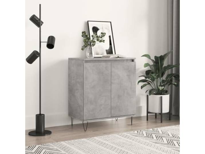 HEFZGDB Sideboard Betongrau 60x35x70 cm aus Holzwerkstoff mit Eisenbeinen für Stabilität und Sicherheit, langlebig mit feuchtigkeitsbeständiger Oberfläche und reichlich Stauraum sowie