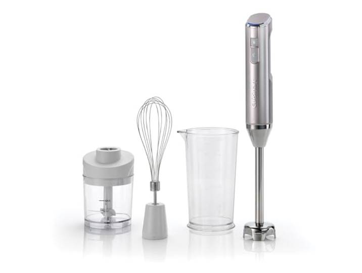 Cuisinart Cordless 3-in-1 Power Hand Blender Edelstahl Schneebesen, Stabmixer und 700ml BPA-freier Krug, 250ml Mini-Zerkleinerer kabellos USB-Ladung, wiederaufladbar spülmaschinenfest