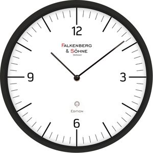 Falkenberg&Söhne Wanduhr Design, Kunststoff, analog, Funkuhr, Ø 30 cm, schwarz, lautlos