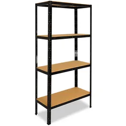 shelfplaza BLACK 180x75x45 cm Schwerlastregal in schwarz mit 4 Böden und 175 kg Traglast pro Boden