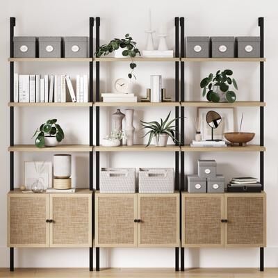 Nathan James Theo Open Shelf Industrial Bookcase with Drawers or Cabinets