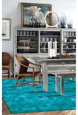 Nourison Vivid Textured Over-dyed Hair on Hide Modern Patchwork Area Rug