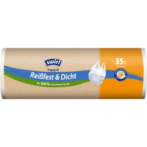 Swirl Müllbeutel Reißfest & Dicht, 35 Liter, mit Tragegriffen, weiß, 15 Stück