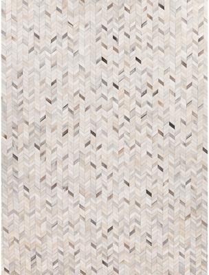 Exquisite Rugs Mosaic Leather hand-tufted Leather Hide Silver Area Rug