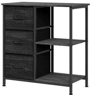 Garvee 3 Drawer File Cabinet Open Shelf Rolling Printer Stand Black A4 Letter