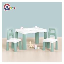 Technok Grüner Kindertisch mit zwei Stühlen (Kinderstuhl, Kindertisch) (69967741)