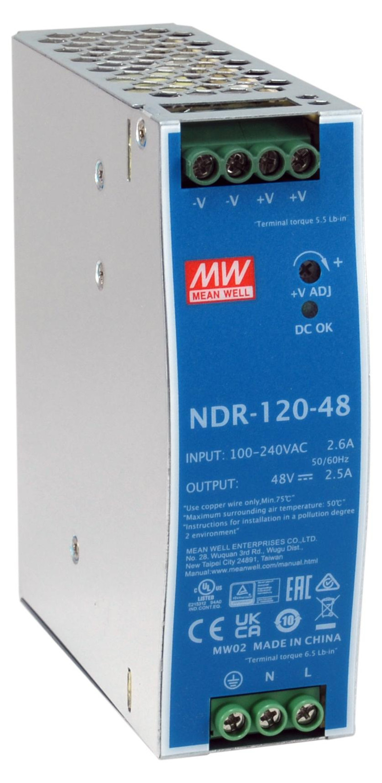 Level One POW-4842 Industriële Voeding 48VDC 120W DIN-Rail PoE