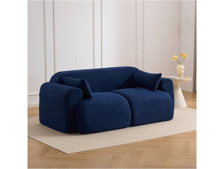 ULEVR Canapé compressé 2 places bleu foncé en velours côtelé rembourrage en mousse 186 x 95 x 76 cm