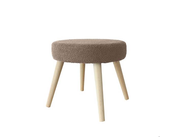 Tabouret rond en bouclettes Taupe 45x45x40 cm