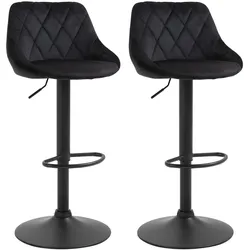 STILVORA Barhocker 2er-Set Polyester Schwarz 46x48x104 cm, höhenverstellbar