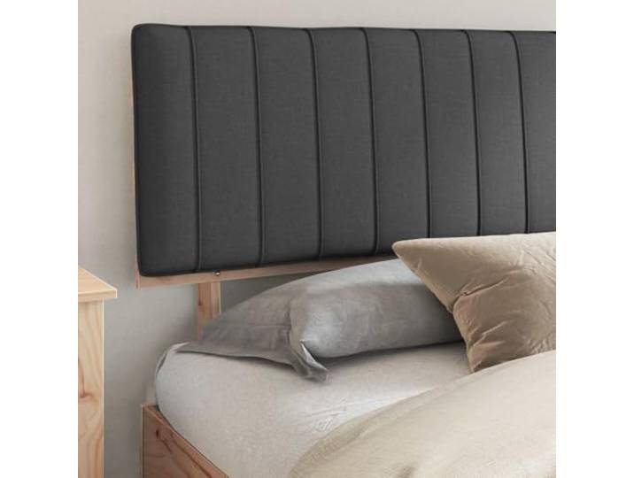 KTHLBRH Bett mit Kopfteil, gepolstert, Dunkelgrau, 200 x 200 cm Massives Kiefernholz, Lattenrost, kein Boxspring erforderlich, leicht zu reinigen