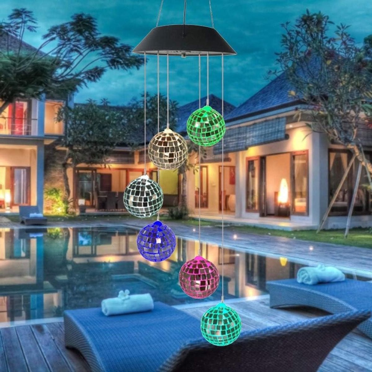Solar Mozaïek Windlicht met Automatische Kleurwisseling voor in de Tuin