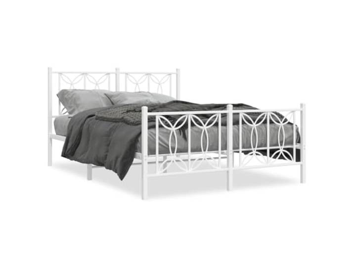 PUGYNBK Bettgestell aus Metall, Weiß, 140 x 200 cm Robuster Stahl, Leisten, Platz unten, Kopfteil zum Lesen